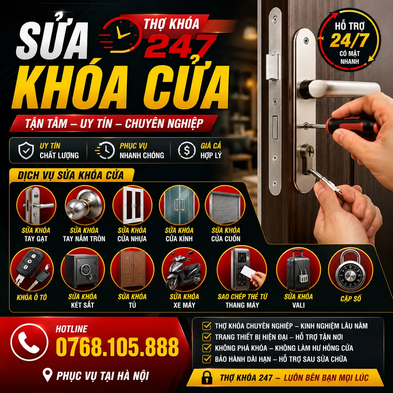 Ảnh minh họa bảng giá sửa khóa tại nhà hà nội
