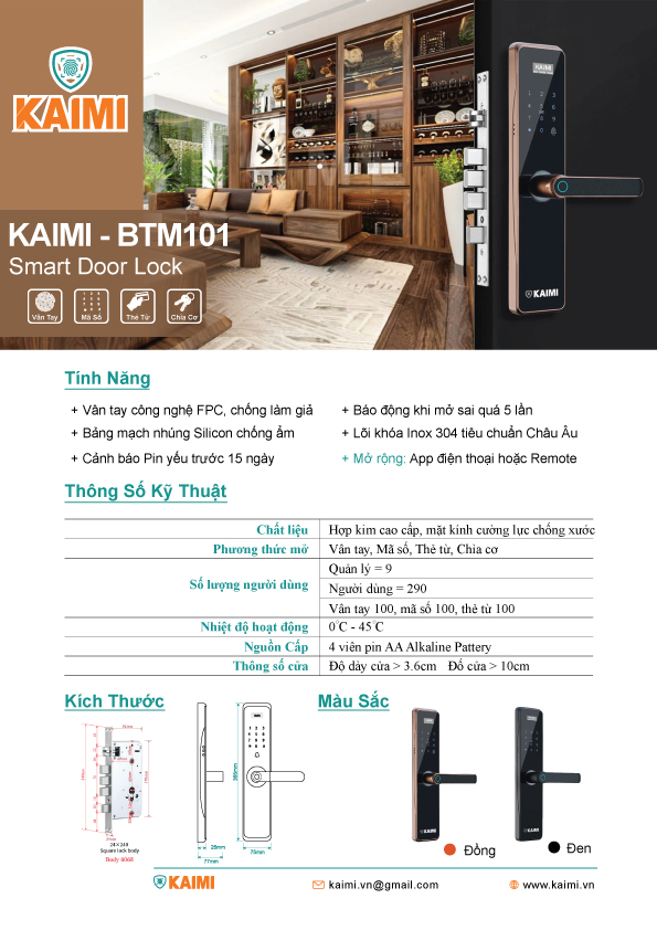 Khóa Vân Tay BTM101 Viền Đen - Ảnh 2