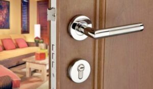Khóa tay gạt cửa phòng minh họa tay gạt, thân khóa và lưỡi gà